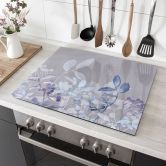 Herdabdeckplatte - Blaue Aquarell-Pflanzen - Haase 