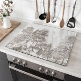 Herdabdeckplatte Wald mit Waldlandschaft in Beige - Ms Tiff 