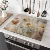 Herdabdeckplatte Blumenpracht in warmen Pastelltönen - Paksoylu 