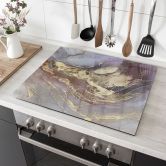 Herdabdeckplatte Marmor-Optik - Edle Strukturen in Gold und Violett - Shelest 
