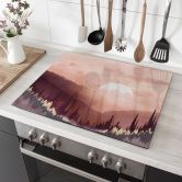 Afdekplaat voor fornuis - Roze zonsondergang boven het bos - SpaceFrog Designs 