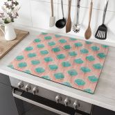 Afdekplaat fornuis ruitpatroon in turquoise en roze - Treechild 