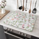 Stove cover plate Pink Christmas roses in spring - UN Designs 