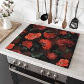 Herdabdeckplatte UN Designs - Rote Blüten 