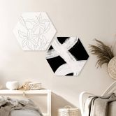 Hexagon Wandbild 1X Studio - Lichtspiel in Schwarz-Weiß - Alu-Dibond 
