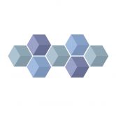 3D Hexagon Set van 7 Dibond - Blauw 