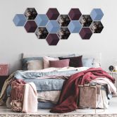 Hexagone à effet 3D - alu-Dibond Fredriksson - rose et doré 