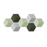 3D Hexagon - Alu-Dibond Set Grün (7er Set) 