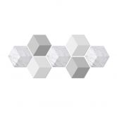 3D Hexagon - Alu-Dibond Set Helles Marmor (7er Set) 