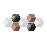 3D Hexagon - Alu-Dibond Set Marmorvariationen (7er Set) 