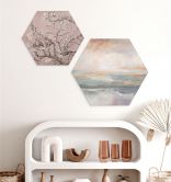 Hexagon Wandbild Abstrakte Wellen im Licht der Dämmerung - Alpenglow Workshop - Alu-Dibond 