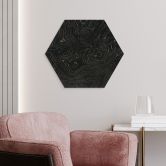Hexagon Wandbild Abstrakte Linien Schwarz-gold - Amini - Alu-Dibond 
