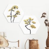 Hexagon Wandbild Bonsai in Balance - Amini - Alu-Dibond 
