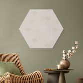 Hexagon Wandbild Abstrakte Halbkreise in Soft Beige - Bloomery Decor - Alu-Dibond 