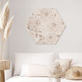 Hexagon Wandbild Dahlien Shabby Chic Beige - Bloomery Decor - Alu-Dibond 