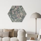 Hexagon Wandbild Kolibri im Tropenwald - Bloomery Decor - Alu-Dibond 