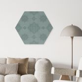 Hexagon Wandbild Mandala-Muster Marrakesch Grün - Bloomery Decor - Alu-Dibond 