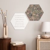 Hexagon Wandbild Tukan im Tropenwald - Bloomery Decor - Alu-Dibond 