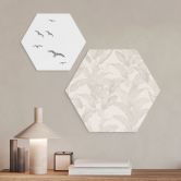 Tableaux Hexagonaux Urban Jungle Feuilles Tropicales Crème - Bloomery Decor - Alu-Dibond 