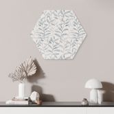 Hexagon Wandbild Zarte Aquarell-Blätter - Soft Grau - Bloomery Decor - Alu-Dibond 
