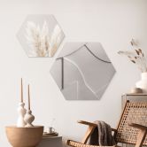 Hexagon Wandbild Abstrakte Strukturen in sanftem Beige - Böhmer - Alu-Dibond 