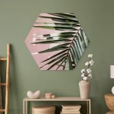 Hexagon - Alu-Dibond Palmenblatt vor rosa Wand - Böhmer 