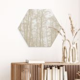 Hexagon Wandbild Stiller Winterwald - Böhmer - Alu-Dibond 