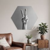 Hexagon Wandbild Victory Hand - Zeichen des Friedens und Sieges - Bühler - Alu-Dibond 