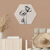 Hexagon Wandbild Line Art Zwei Mohnblumen - Cats & Dotz - Alu-Dibond 