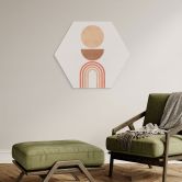 Hexagon Wandbild Abstrakte Balance - Retro Bögen und Kreise - Costa - Alu-Dibond 