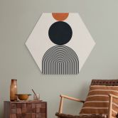 Hexagon Wandbild Abstrakte Linien und Kreise im Einklang - Costa - Alu-Dibond 