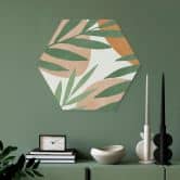 Hexagon Wandbild Abstrakte Zweige im tropischen Look - Costa - Alu-Dibond 