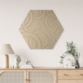 Hexagon Wandbild Abstrakte Ringe beige - Grande - Alu-Dibond 