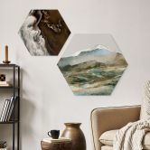 Hexagon Wandbild Berge Abstrakt - Hobday - Alu-Dibond 