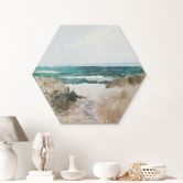 Hexagon Wandbild Dünenweg zum Strand - Hobday - Alu-Dibond 