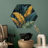 Hexagon Wandbild Bunte Palmenblätter - Jaszke - Alu-Dibond 