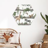 Hexagon Wandbild Afrikanische Tiere im Dschungel - Kikki Belle - Alu-Dibond 