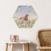Hexagon Wandbild Pferde auf der Blumenwiese - Kikki Belle -  Alu-Dibond 