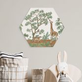 Hexagon Wandbild Wimmelbild Dschungeltiere - Kikki Belle - Alu-Dibond 