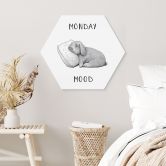 Hexagon Wandbild Monday mood - Hase am Montagmorgen - Alu-Dibond 