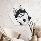 Hexagon Wandbild Sibirischer Husky - Hundeporträt - Korenkova - Alu-Dibond 