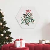 Hexagon Wandbild Weihnachtlicher Mistelzweig - Alu-Dibond - Kristina 