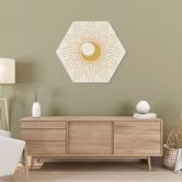 Hexagon Wandbild Goldene Sonnenstrahlen - KsanaKalpa - Alu-Dibond 