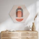 Wandbild Abstrakte Geometrie in Pfirsichfarben - Kubistika - Alu-Dibond - Rund 