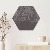 Hexagon Wandbild Elegante Weidenzweige in Dunkelgrau - Ms Tiff - Alu-Dibond 