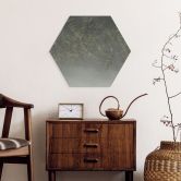 Hexagon Wandbild Farn im Nebelwald in Grün - Ms Tiff - Alu-Dibond 