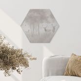 Hexagon Wandbild Hirsche im Nebelwald - Ms Tiff - Alu-Dibond 
