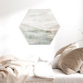 Hexagon Wandbild Neblige Berglandschaft Aquarell - Ms Tiff - Alu-Dibond 