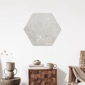 Hexagon Wandbild Pflanzen in Weiß im modernen Design - Ms Tiff - Alu-Dibond 
