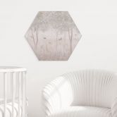 Hexagon Wandbild Sommerliche Schwalben im Blütenwald - Ms Tiff - Alu-Dibond 